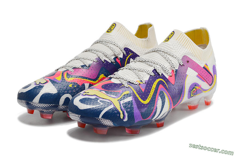 Puma Future Ultimate FG Low-Tops Soccer Cleats - White/Rainbow 9