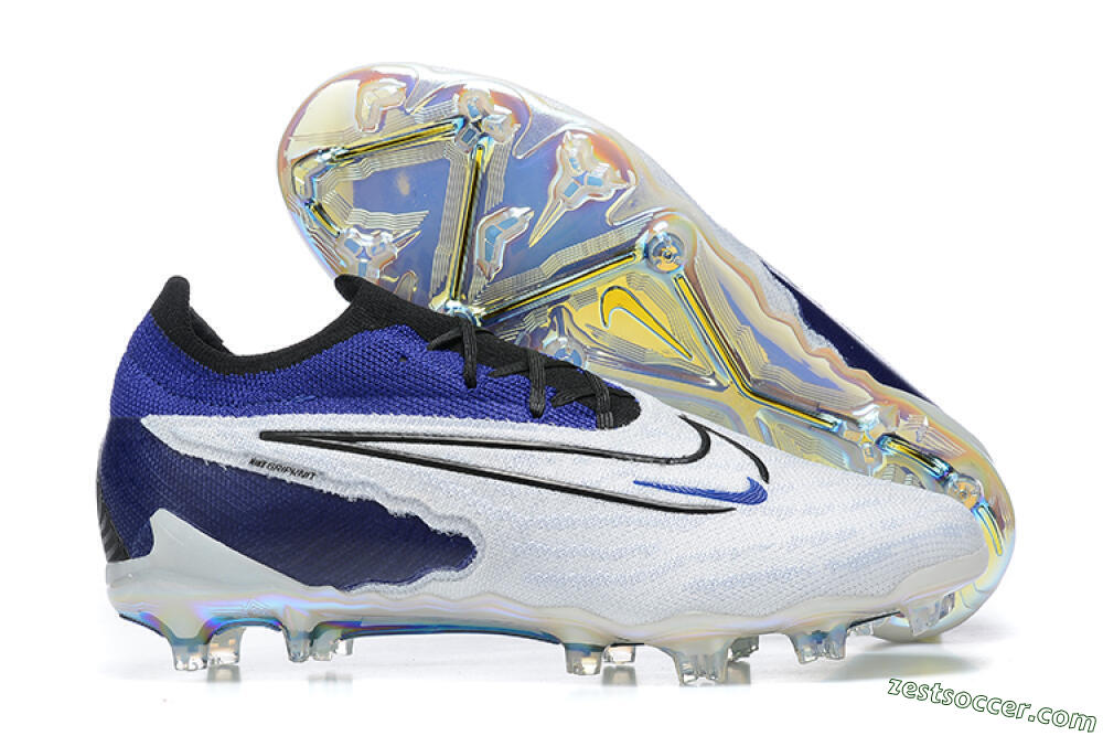 Nike Phantom GX Elite FG Low-Tops Soccer Cleats - White/Blue/Black 0