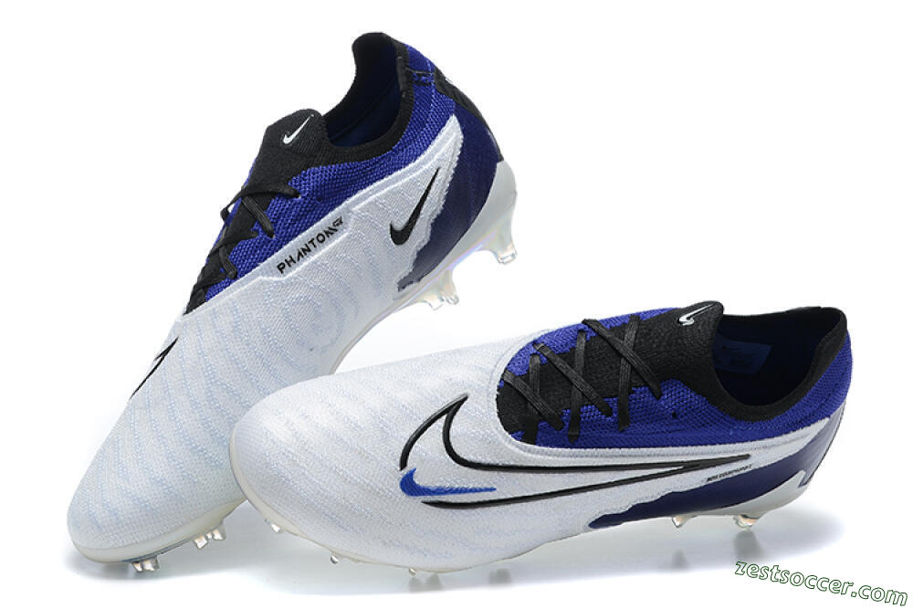 Nike Phantom GX Elite FG Low-Tops Soccer Cleats - White/Blue/Black 3
