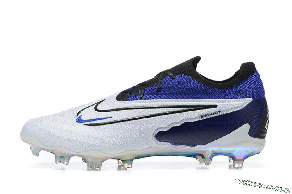 Nike Phantom GX Elite FG Low-Tops Soccer Cleats - White/Blue/Black 2