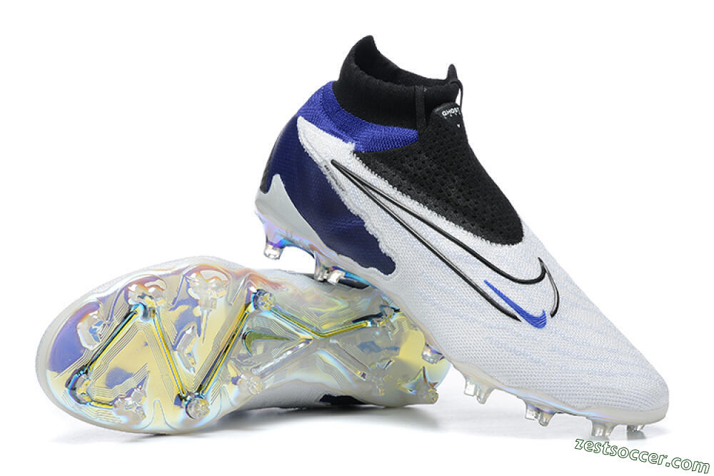 Nike Phantom GX Elite DF FG High-Tops Soccer Cleats - White/Blue/Black 1