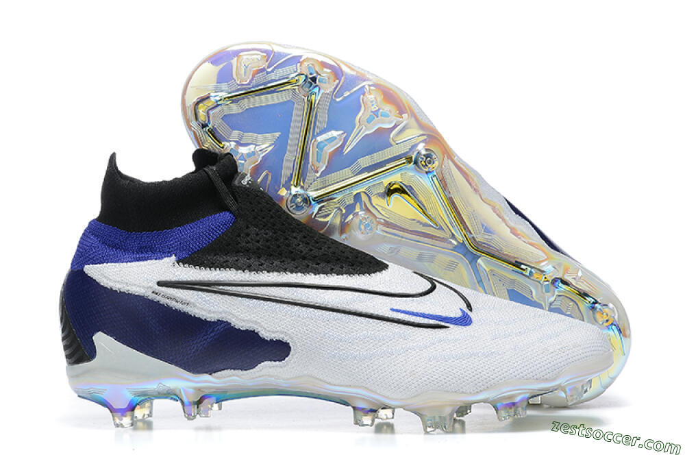 Nike Phantom GX Elite DF FG High-Tops Soccer Cleats - White/Blue/Black 0