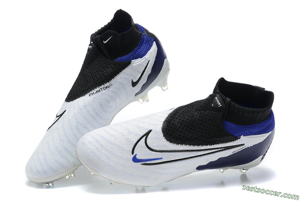 Nike Phantom GX Elite DF FG High-Tops Soccer Cleats - White/Blue/Black 3