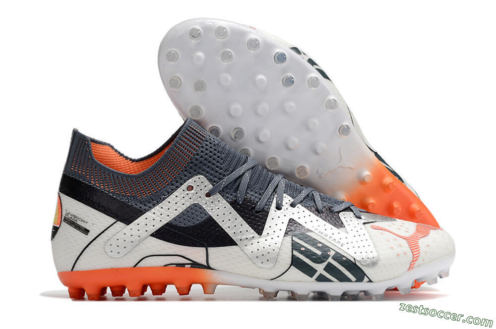 Puma Future Ultimate MG Low-Tops Soccer Cleats - White/Grey/Orange 0