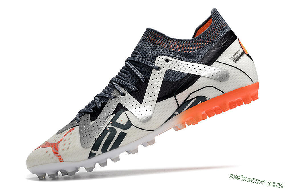 Puma Future Ultimate MG Low-Tops Soccer Cleats - White/Grey/Orange 5