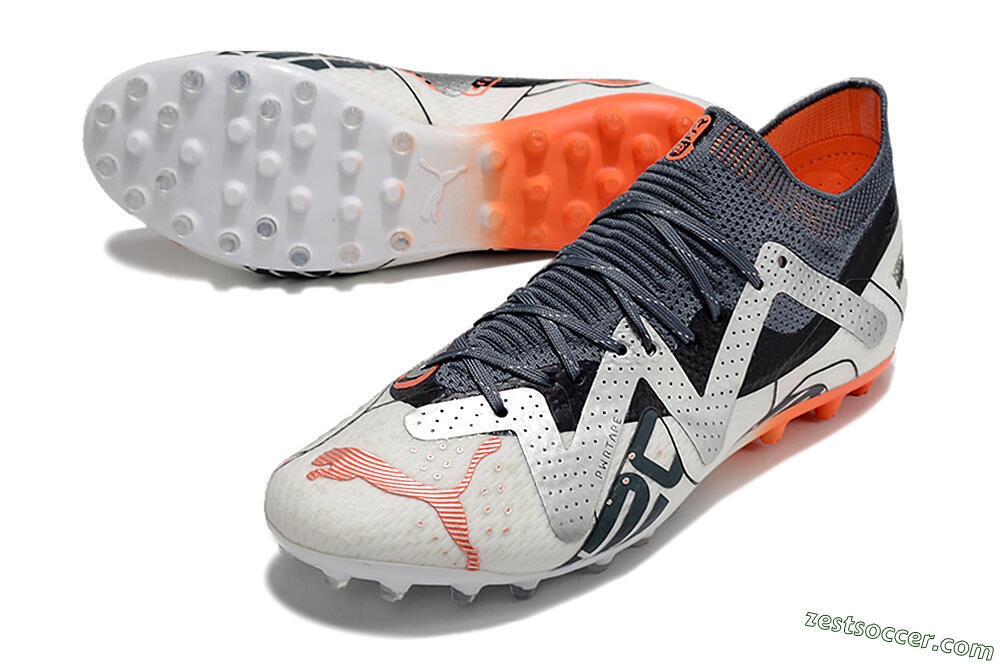 Puma Future Ultimate MG Low-Tops Soccer Cleats - White/Grey/Orange 3