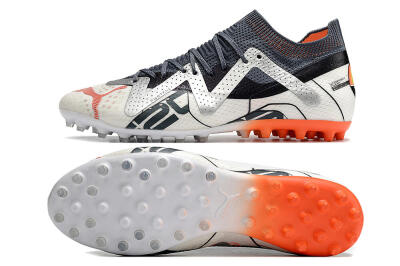 Puma Future Ultimate MG Low-Tops Soccer Cleats - White/Grey/Orange