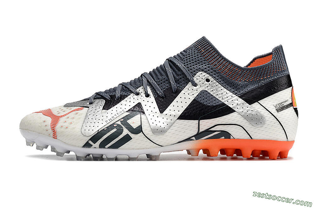 Puma Future Ultimate MG Low-Tops Soccer Cleats - White/Grey/Orange 2