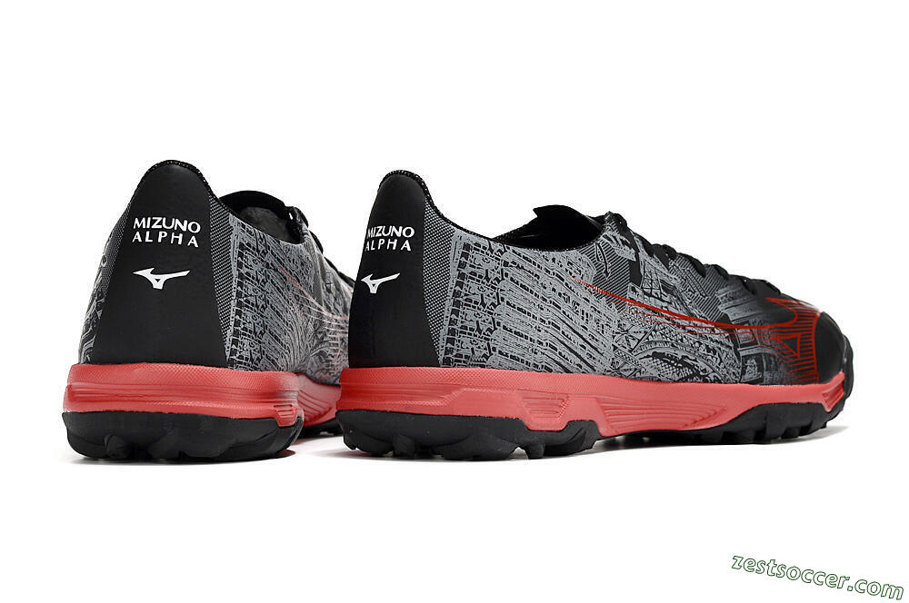 Mizuno Alpha Made in Japan TF Low-Tops Soccer Shoes - Gery/Black/Red 6
