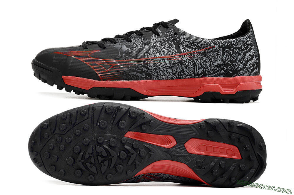 Mizuno Alpha Made in Japan TF Low-Tops Soccer Shoes - Gery/Black/Red 1