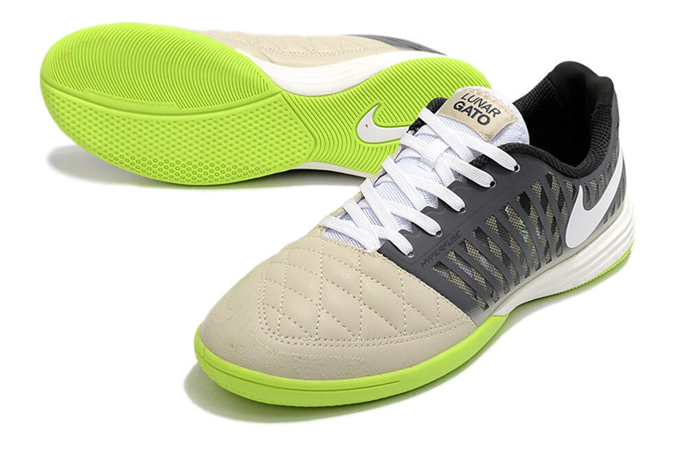 Nike Lunar Gato II IC Low-Tops Soccer Shoes - Grey/Black/White 3
