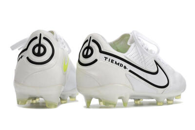 Nike Tiempo Legend 9 Elite FG Low-Tops Soccer Cleats - White/Black/Yellow