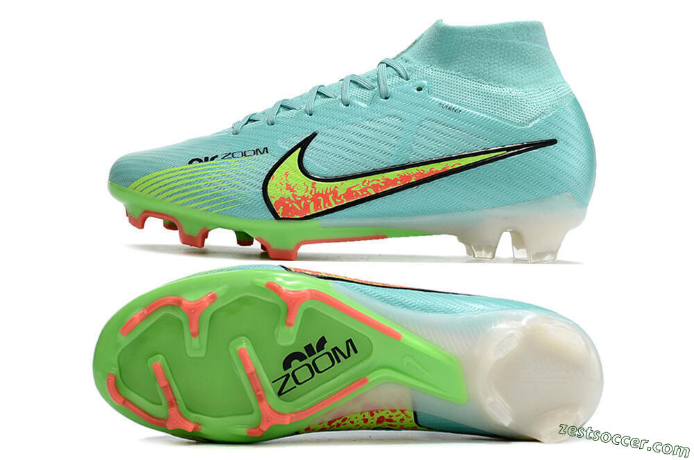 Nike Air Zoom Mercurial Superfly 9 Elite FG High-Tops Soccer Cleats - Blue/Green/Black 1