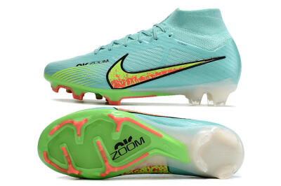 Nike Air Zoom Mercurial Superfly 9 Elite FG High-Tops Soccer Cleats - Blue/Green/Black