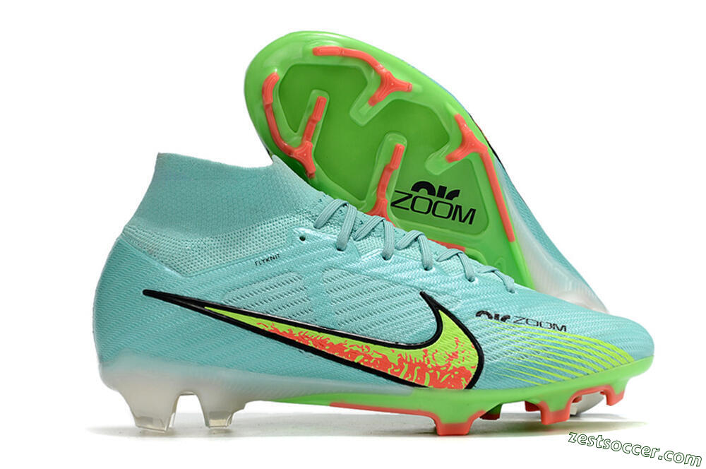 Nike Air Zoom Mercurial Superfly 9 Elite FG High-Tops Soccer Cleats - Blue/Green/Black 0