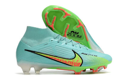 Nike Air Zoom Mercurial Superfly 9 Elite FG High-Tops Soccer Cleats - Blue/Green/Black