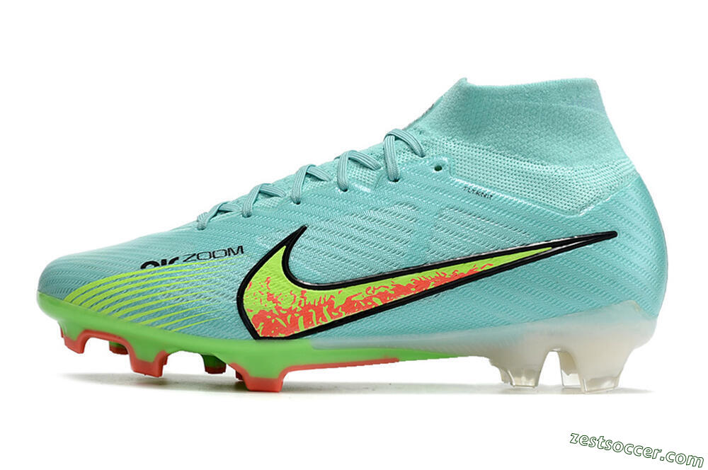 Nike Air Zoom Mercurial Superfly 9 Elite FG High-Tops Soccer Cleats - Blue/Green/Black 2