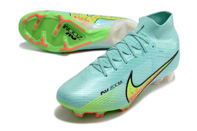 Nike Air Zoom Mercurial Superfly 9 Elite FG High-Tops Soccer Cleats - Blue/Green/Black