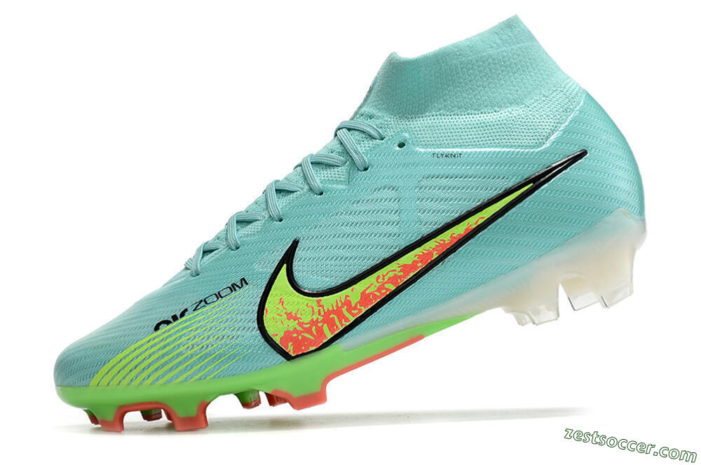 Nike Air Zoom Mercurial Superfly 9 Elite FG High-Tops Soccer Cleats - Blue/Green/Black 5