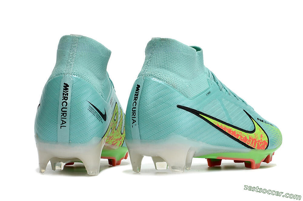 Nike Air Zoom Mercurial Superfly 9 Elite FG High-Tops Soccer Cleats - Blue/Green/Black 6