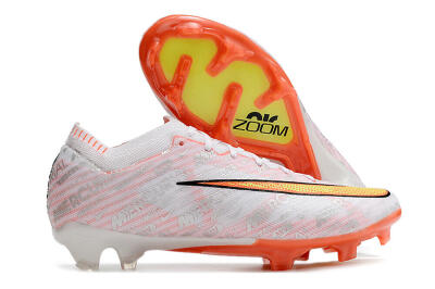 Nike Air Zoom Mercurial Vapor 15 Elite FG Low-Tops Soccer Cleats - White/Orange/Sliver