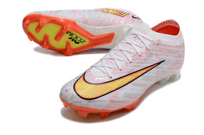 Nike Air Zoom Mercurial Vapor 15 Elite FG Low-Tops Soccer Cleats - White/Orange/Sliver
