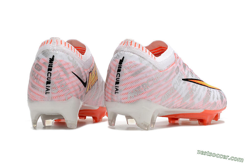 Nike Air Zoom Mercurial Vapor 15 Elite FG Low-Tops Soccer Cleats - White/Orange/Sliver 6