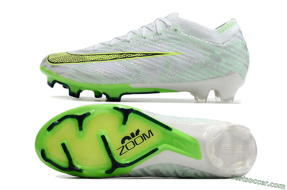 Nike Air Zoom Mercurial Vapor 15 Elite FG Low-Tops Soccer Cleats - White/Green 1