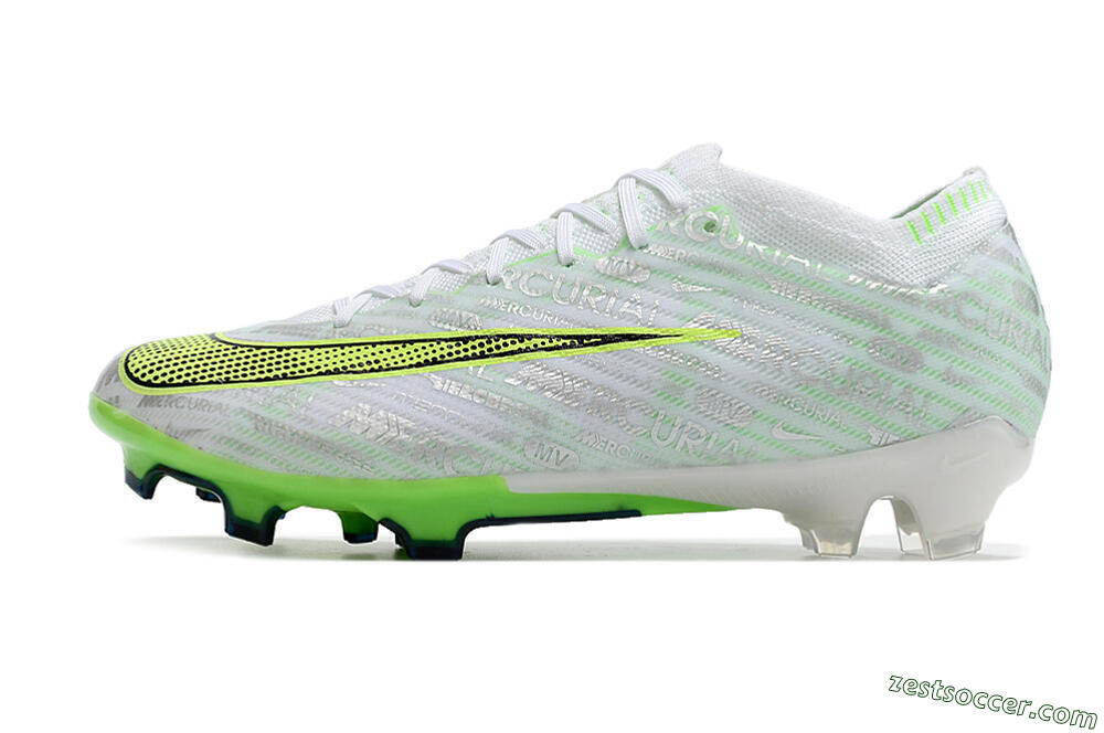 Nike Air Zoom Mercurial Vapor 15 Elite FG Low-Tops Soccer Cleats - White/Green 2