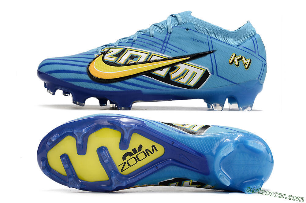 Kylian Mbappe x Nike Air Zoom Mercurial Vapor 15 Elite FG Low-Tops Soccer Cleats - Blue/Yellow/Black 1