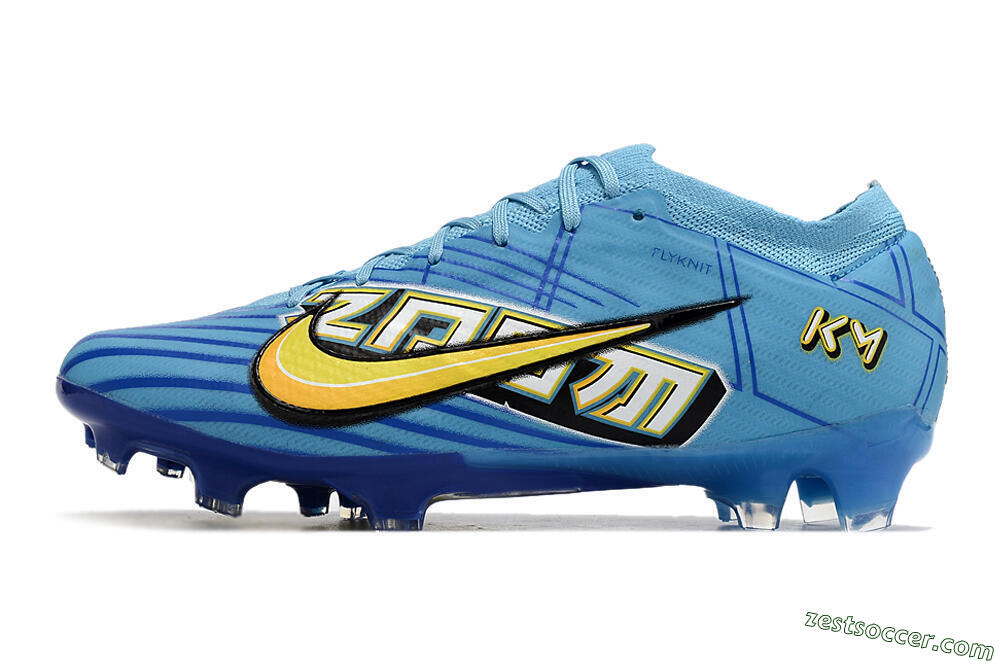 Kylian Mbappe x Nike Air Zoom Mercurial Vapor 15 Elite FG Low-Tops Soccer Cleats - Blue/Yellow/Black 2