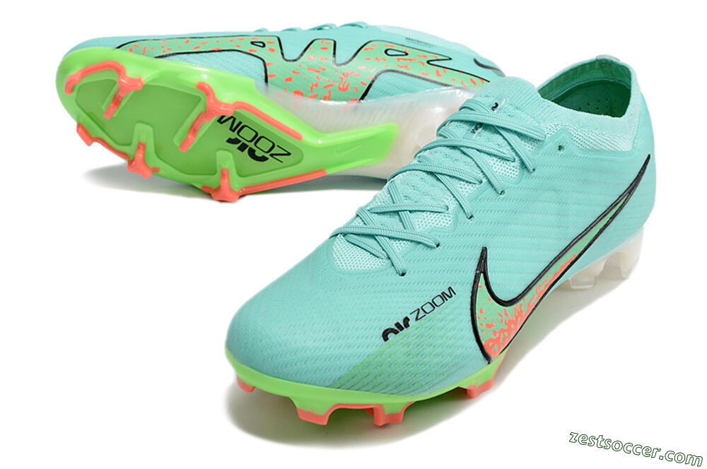 Nike Air Zoom Mercurial Vapor 15 Elite FG Low-Tops Soccer Cleats - Blue/Green/Black 3