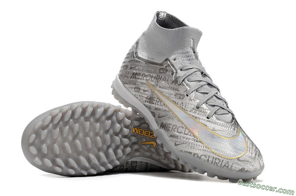 Nike Air Zoom Mercurial Superfly 9 Elite TF High-Tops Soccer Shoes - Silver/Gold 1