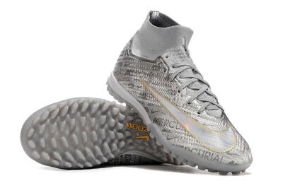 Nike Air Zoom Mercurial Superfly 9 Elite TF High-Tops Soccer Shoes - Silver/Gold