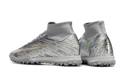 Nike Air Zoom Mercurial Superfly 9 Elite TF High-Tops Soccer Shoes - Silver/Gold