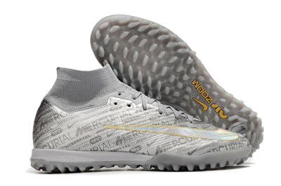 Nike Air Zoom Mercurial Superfly 9 Elite TF High-Tops Soccer Shoes - Silver/Gold