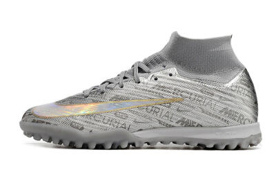Nike Air Zoom Mercurial Superfly 9 Elite TF High-Tops Soccer Shoes - Silver/Gold