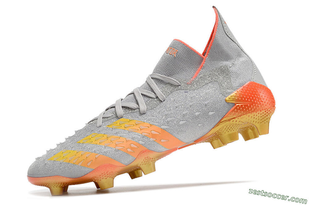 Adidas Predator Freak.1 FG High-Tops Soccer Cleats - Grey/Orange/Gold 5