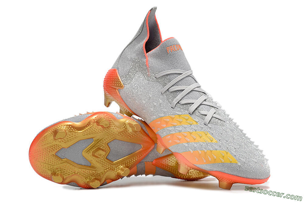 Adidas Predator Freak.1 FG High-Tops Soccer Cleats - Grey/Orange/Gold 3