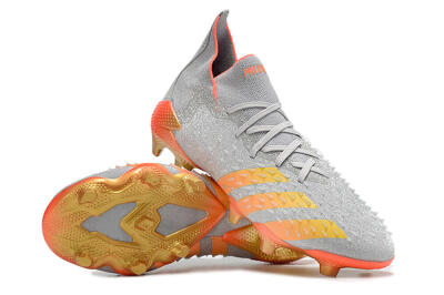 Adidas Predator Freak.1 FG High-Tops Soccer Cleats - Grey/Orange/Gold