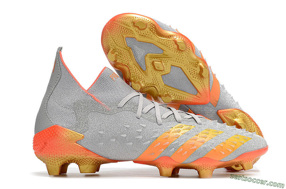 Adidas Predator Freak.1 FG High-Tops Soccer Cleats - Grey/Orange/Gold 0