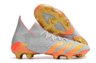 Adidas Predator Freak.1 FG High-Tops Soccer Cleats - Grey/Orange/Gold