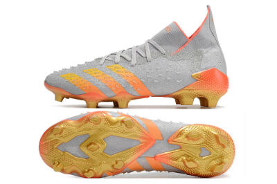Adidas Predator Freak.1 FG High-Tops Soccer Cleats - Grey/Orange/Gold