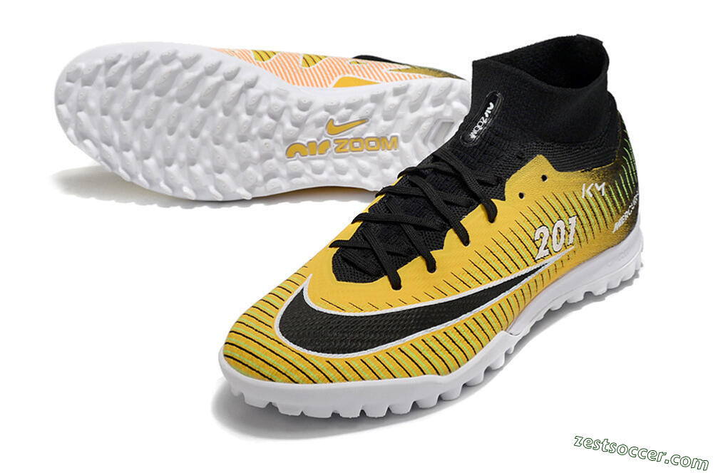 Nike Air Zoom Mercurial Superfly 9 Elite TF High-Tops Soccer Shoes - Yellow/Black/White 3