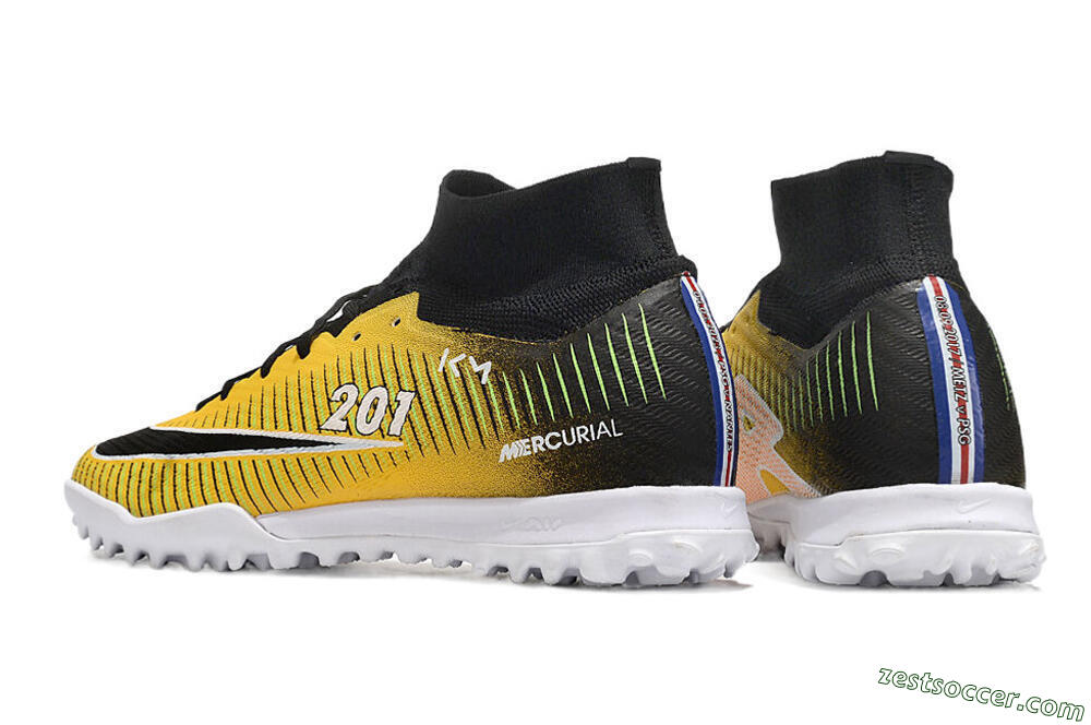Nike Air Zoom Mercurial Superfly 9 Elite TF High-Tops Soccer Shoes - Yellow/Black/White 4