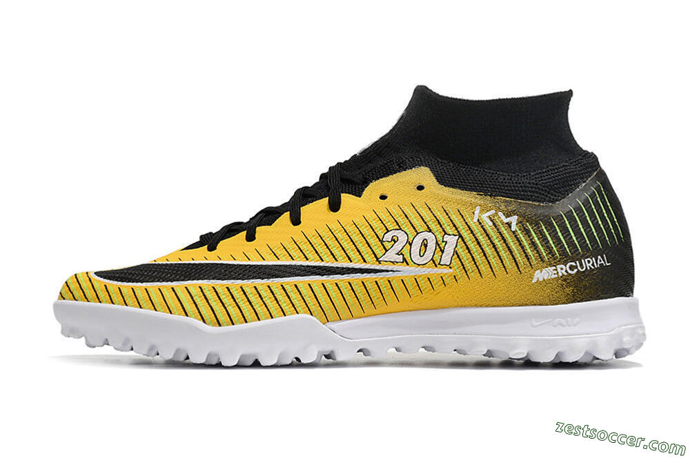 Nike Air Zoom Mercurial Superfly 9 Elite TF High-Tops Soccer Shoes - Yellow/Black/White 2