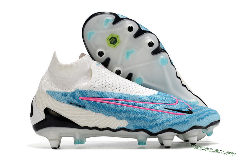 Nike Phantom GX Elite DF SG Low-Tops Soccer Cleats - White/Blue/Pink 0