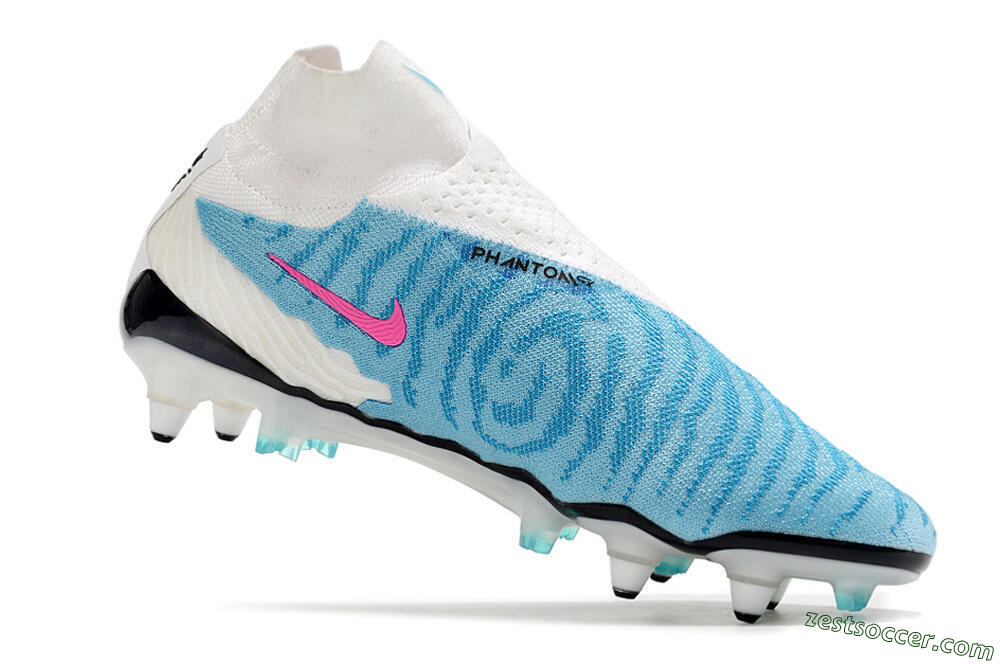 Nike Phantom GX Elite DF SG Low-Tops Soccer Cleats - White/Blue/Pink 4