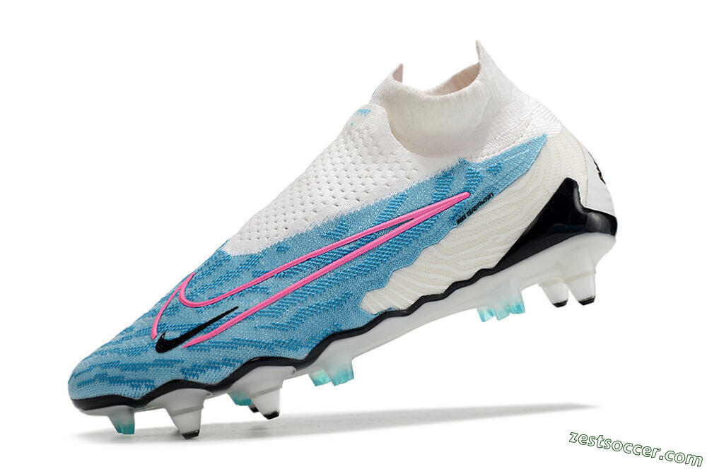 Nike Phantom GX Elite DF SG Low-Tops Soccer Cleats - White/Blue/Pink 5