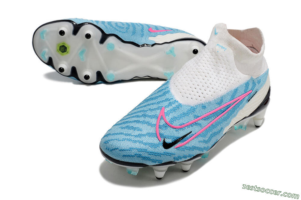 Nike Phantom GX Elite DF SG Low-Tops Soccer Cleats - White/Blue/Pink 3